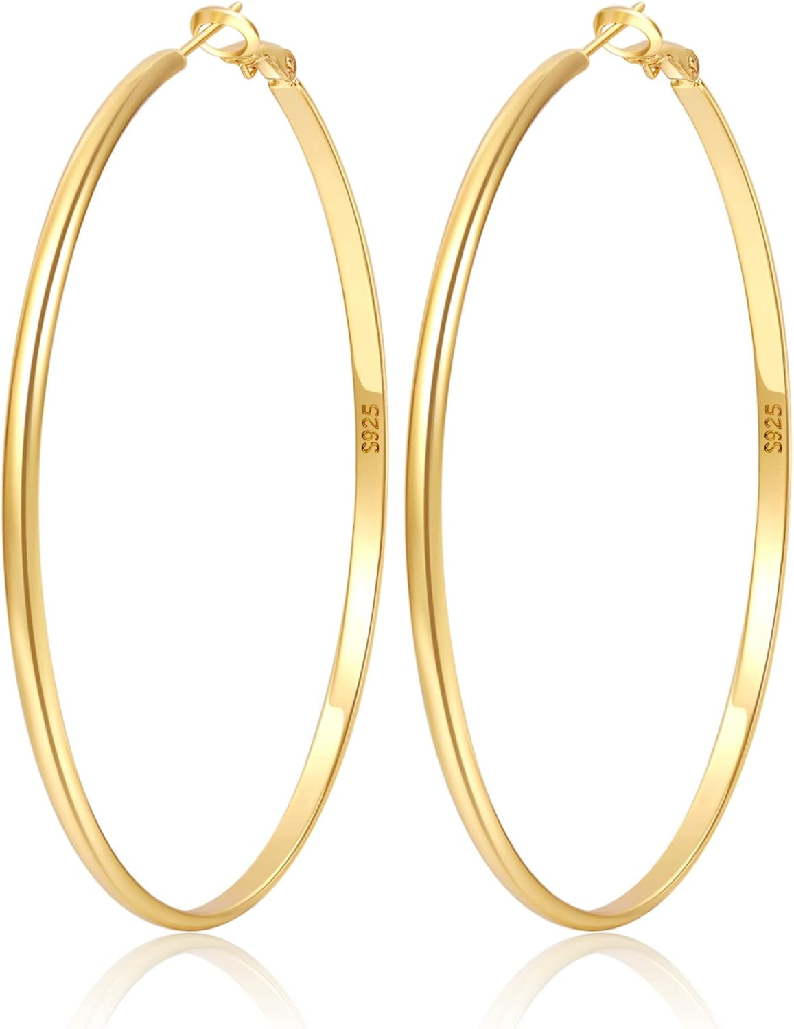 ZXB JEWELERY 14K Real Gold Plated Large Hoop Earrings for Women - Lightweight and Hypoallergenic Jewelry