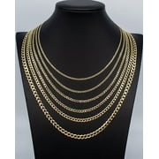 BOSPHORUSGOLD 14K Real SOLID Gold Cuban Curb Link Chain, 1.5mm-5.8mm SOLID Cuban Curb Chain,14K SOLID Gold Chain Necklace Man and Woman,14K Heavy Chain (Width:1.5MM; Necklace length:16;)
