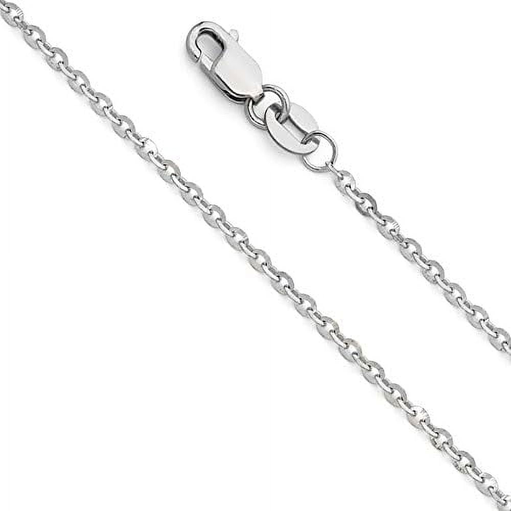 14K Real Yellow OR White Solid 1.5Mm Side Cut Rolo Cable Chain Necklace ...