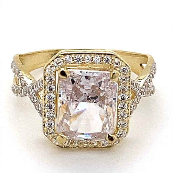 14K Retangular Center CZ Stone Infinity Band Engagement Ring