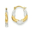 thumbnail image 1 of 14K & Rhodium Hollow Scalloped Hoop Earrings, 1 of 2