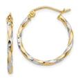 thumbnail image 1 of 14K & Rhodium Hollow Twisted Hoop Earrings 14k Yellow Gold Earrings, 1 of 4