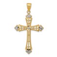 thumbnail image 1 of 14K Rhodium Plated Yellow Gold w/Rhodium Diamond Cut Cross Pendant, 1 of 5