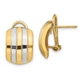 thumbnail image 1 of 14K & Rhodium Ribbed Omega Back Post Earrings, 1 of 1