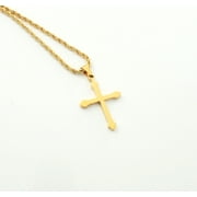 BINTU 14K Rope Chain Gold Cross Pendant Necklace for Men Women Wife Husband Fashion Jewelry Religious gift