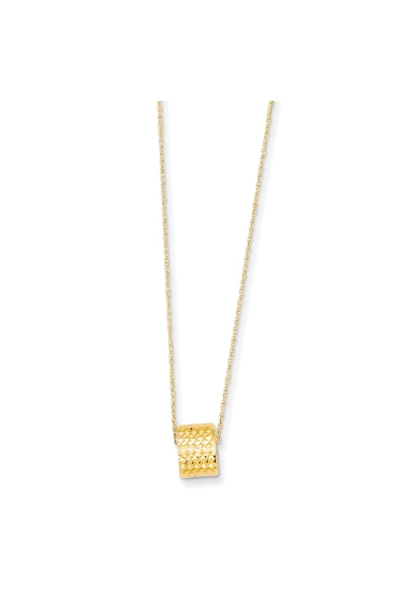 14K Rope Chain with Barrel Bead with 2in Extension Necklace