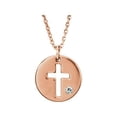 thumbnail image 1 of 14K Rose .03 CTW Diamond Pierced Cross Disc Necklace in 14k Rose Gold - Size 6, 1 of 1