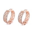 thumbnail image 1 of Amy and Annette Filigree Flower Hoop Earrings, 14K Rose Gold-Plated, with crystals, 1 of 5
