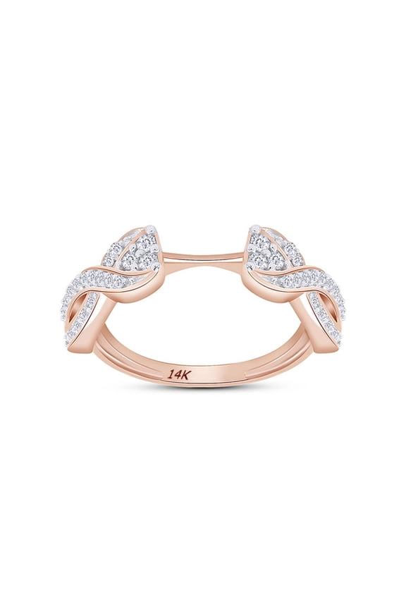 14K Rose Gold 0.25 ct Natural Diamond Solitaire Wrap Ring Jewelry For Womens-4