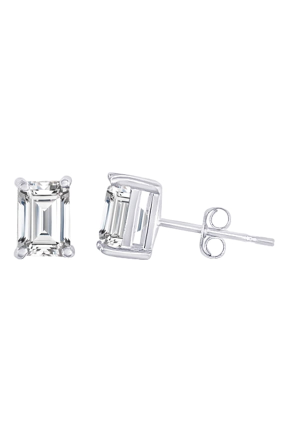 14K Rose Gold 0.5 Carat Emerald Shape LAB GROWN Diamond IGI Certified Stud Earrings for women 4 Prong Push Back (E/F Color VS2/SI1 CLARITY)