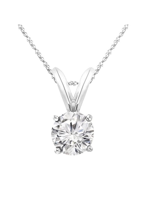 14K Rose Gold 0.5 Carats Lab Grown Diamond Solitaire Pendant Necklace, Round Cut Solitaire, 4-Prong Setting, Jewelry for Women (E-F, VS) with16" Gold Chain