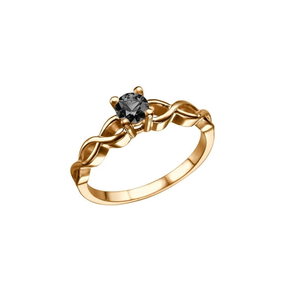 14K Rose Gold 0.70 CT Black Diamond Ring Twisted Braided Unique