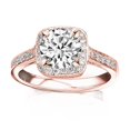 Pave Style Roses 14K Rose Gold 0.83 CTW Round Cut Classic Square Halo Single Row Pave ...