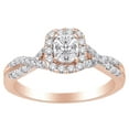 thumbnail image 1 of AFFY 14K Rose Gold 0.9 CT White Natural Diamond Twist Shank Engagement Wedding Ring With RING Size-12.5, 1 of 1