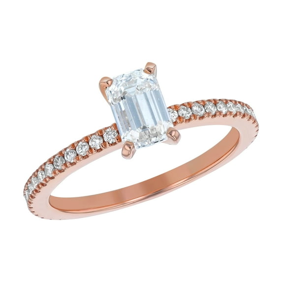 14K Rose Gold 1-1/4 cttw. Certified Diamonds Emerald-cut Engagement Ring by Hollywood Hills Jewelers