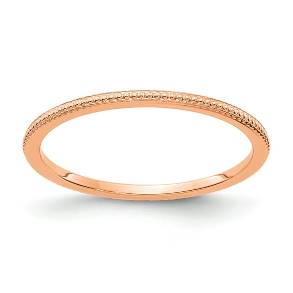 14K Rose Gold 1.2mm Bead Stackable Band - Size 7.5