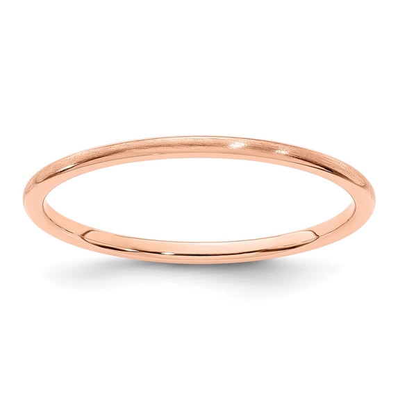 14K Rose Gold 1.2mm Half Round Satin Stackable Band Size 5