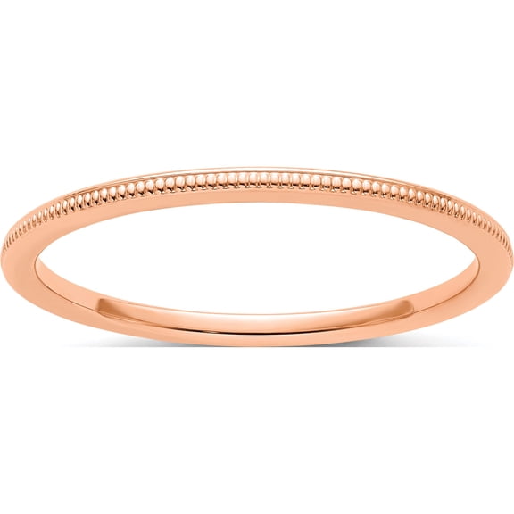 Jewelry by Sweet Pea 14K Rose Gold 1.2mm Milgrain Stackable Band Size 4.5