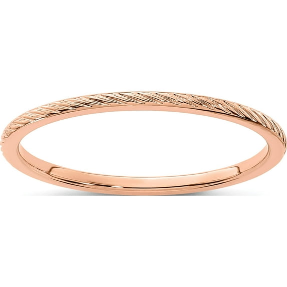 14K Rose Gold 1.2mm Twisted Wire Pattern Stackable Band (Size 4.5) Made In United States stk22-120r-4.5