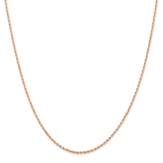 14K Rose Gold 1.50mm Diamond Cut Rope with Lobster Clasp Chain Necklace Size 24