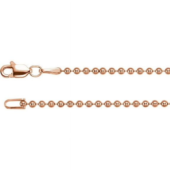 14K Rose Gold 1.8m Hollow Bead 24" Chain
