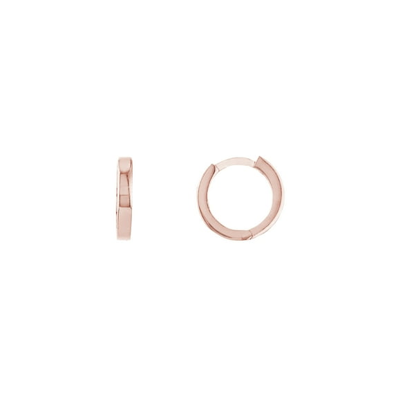 14K Rose Gold 10.70mm Square Tube Huggie Earrings - Women