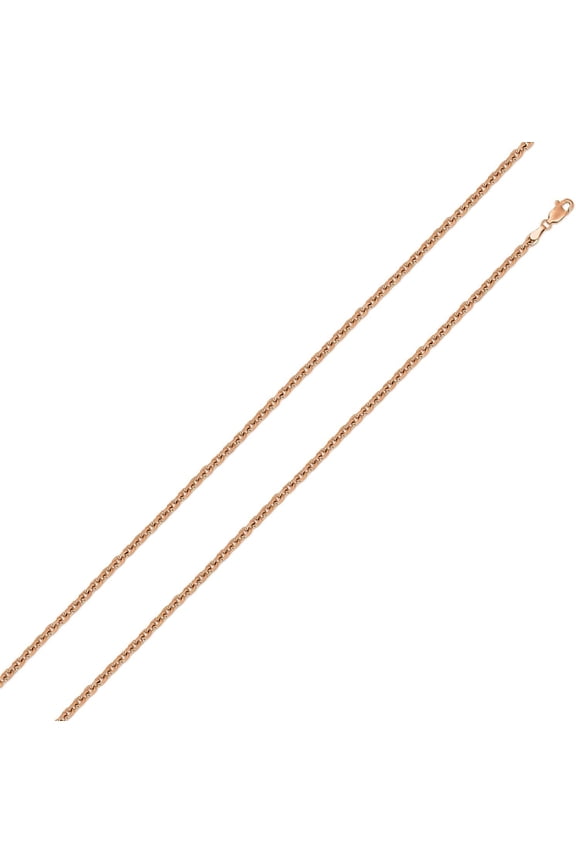 14K Rose Gold 1mm Cable Pendant Chain, FREE Microfiber Cloth, Diamond Cut Rolo Link Mens Womens Necklace, Giorgio Bergamo 16