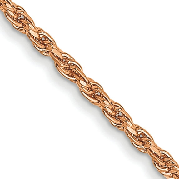 14K Rose Gold 1mm D/C Machine-Made Rope Chain (24 X 1) Made In India r010-24