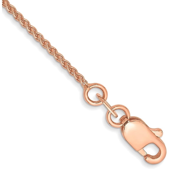 14K Rose Gold 1mm Solid Polished Spiga with Lobster Lock Anklet - 9" Bracelet