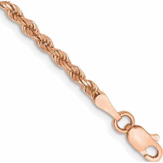 14K Rose Gold 2.25mm D/C Rope With Lobster Clasp Chain (8 X 2.25) Made In Peru 018r-8