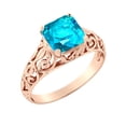 thumbnail image 1 of 14K Rose Gold 2 CT Aquamarine Ring Vintage Art Deco Filigree, 1 of 7