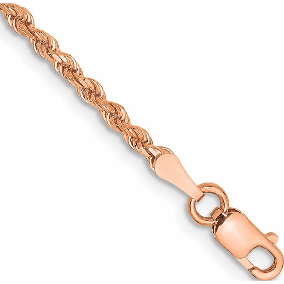 Jewelry by Sweet Pea 14K Rose Gold 10 inch 2mm Diamond-cut Rope with Lobster Clasp Anklet