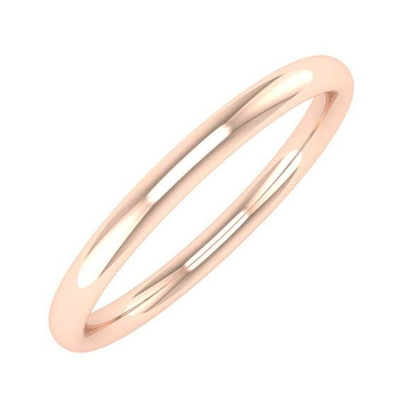 14K Rose Gold 2mm Plain Wedding Band (Ring Size 3.5)