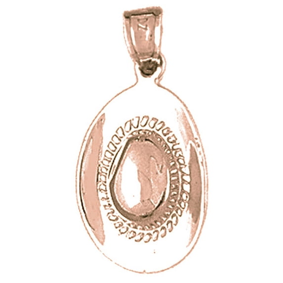 14K Rose Gold 3-D Cowboy Hat Pendant - 25 mm