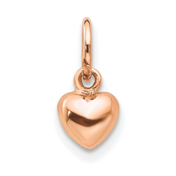 14K Rose Gold 3-D Small Heart Charm Pendant Jewelry