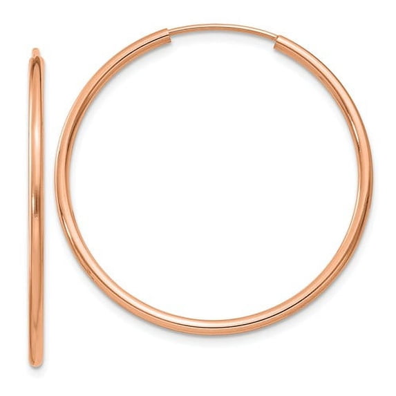14K Rose Gold 32mm x 1.5mm Endless Round Hoop Earrings