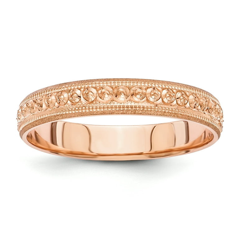 14K Yellow Gold 3mm Polished & Etched Wedding Eternity Band 14K Yellow Gold 3mm Polished & Etched Wedding Eternity Band