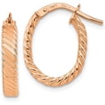 thumbnail image 1 of 14K Rose Gold 3mm Patterned Oval Hoop Earrings - 17.75mm, 1 of 6
