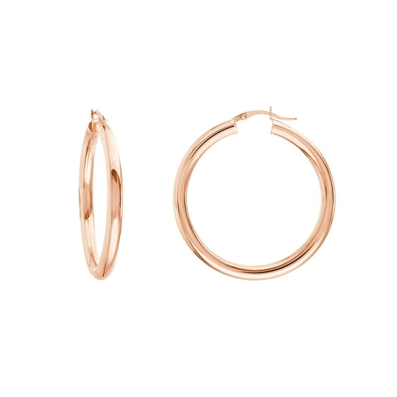 14K Rose Gold 4x40mm Round Tube Polished Hoops - Women