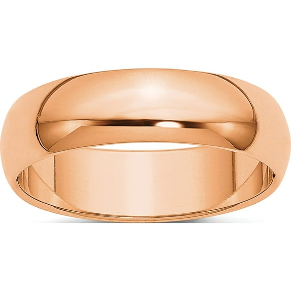 14K Rose Gold 6mm Half-Round Wedding Band (Size 10) Made In United States rhr060-10
