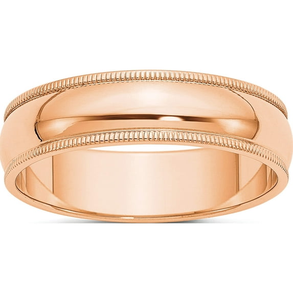 14K Rose Gold 6mm Milgrain Half Round Band Size 13 Made In United States rm060-13