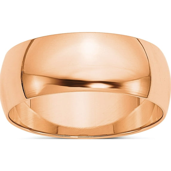 14K Rose Gold 8mm Ltw Half Round Band Size 5.5 Made In United States rhrl080-5.5