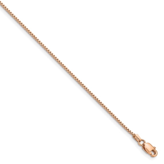14K Rose Gold .95mm Box Chain Bracelet Size 7