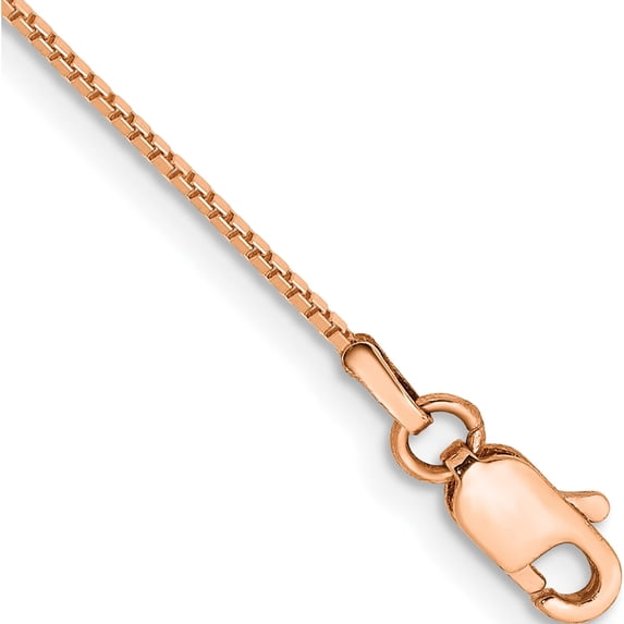 14K Rose Gold .9mm Box Chain (7 X 0.9) Made In Peru rsc2-7