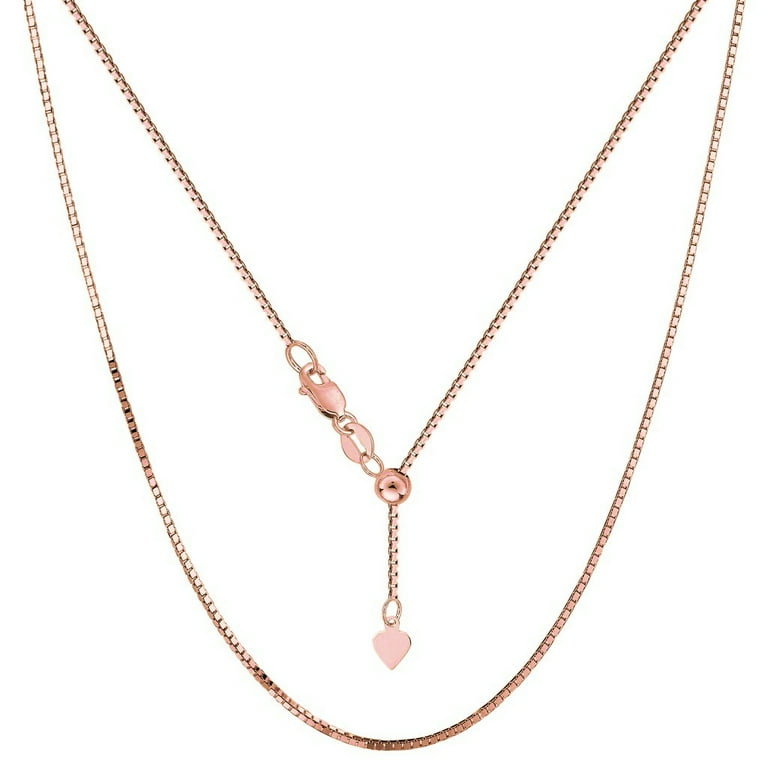 14K Rose Gold Adjustable Box Chain Necklaces Gold