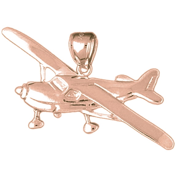 14K Rose Gold Airplane Pendant - 22 mm