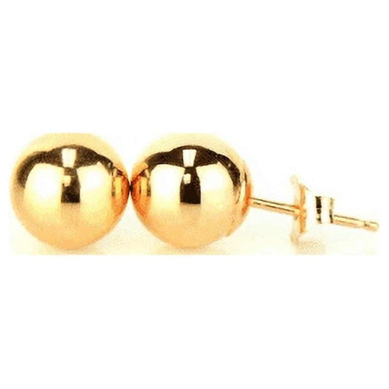 14K Rose Gold Ball Stud Earrings With Push Back 3mm to 10mm / Stud Earrings  for Womens Kids / Everyday Earrings / Aretes de Oro Real Rosado Para Mujer