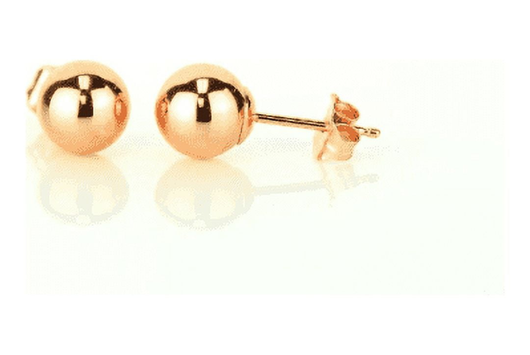 14K Rose Gold Ball Stud Earrings With Push Back 3mm to 10mm / Stud