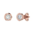 thumbnail image 1 of 14K Rose Gold Bezel Set Ladies Diamond Stud Earrings (1/4 Carat) (SI1-SI2 Clarity), 1 of 4
