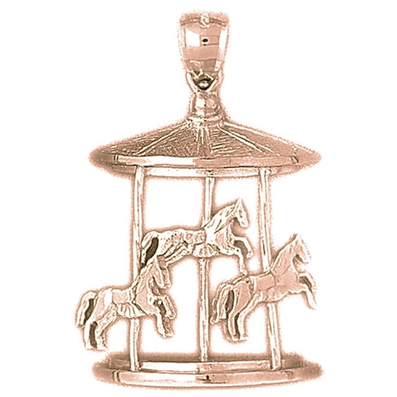14K Rose Gold Carousel Pendant - 39 mm
